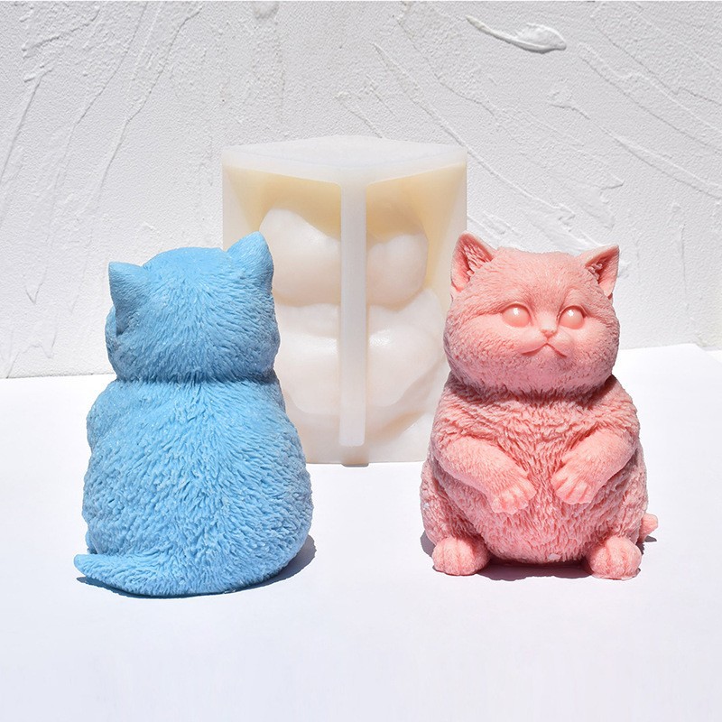 Candle Making Fat - Moule en silicone 3D Chat Gras,